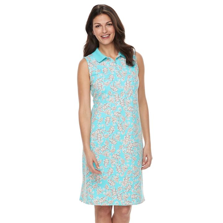Women's Croft & Barrow&reg; Print Polo Dress, Size: Xxl, Med Blue