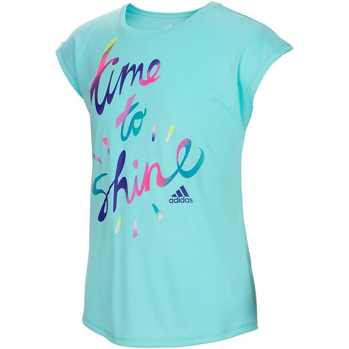 Girls 7-16 Adidas Short Sleeve Shine Graphic Tee, Size: Large, Turquoise/blue (turq/aqua)
