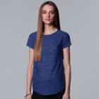 Petite Simply Vera Vera Wang Windy Jacquard Tee, Women's, Size: M Petite, Blue