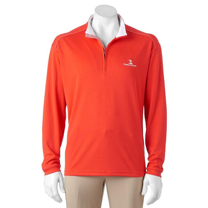 Men's Pebble Beach Classic-fit Quarter-zip Performance Pullover, Size: Small, Dark Red