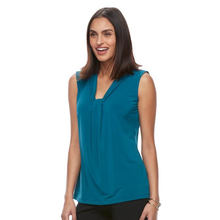 Women's Dana Buchman Knot-front Top, Size: Large, Dark Blue