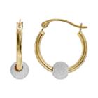 Charming Girl 14k Gold & Sterling Silver Bead Hoop Earrings - Kids, Yellow
