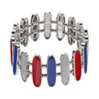 Red, White & Blue Glittery Oval Stretch Bracelet, Women's, Multicolor