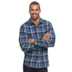 Men's Apt. 9&reg; Brushed Flannel Button-down Shirt, Size: Medium, Dark Blue