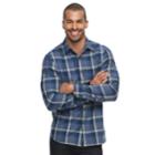 Men's Apt. 9&reg; Brushed Flannel Button-down Shirt, Size: Medium, Dark Blue