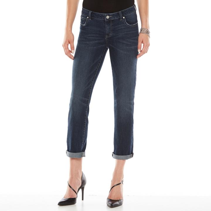Women's Jennifer Lopez Cuffed Capri Jeans, Size: 0, Blue