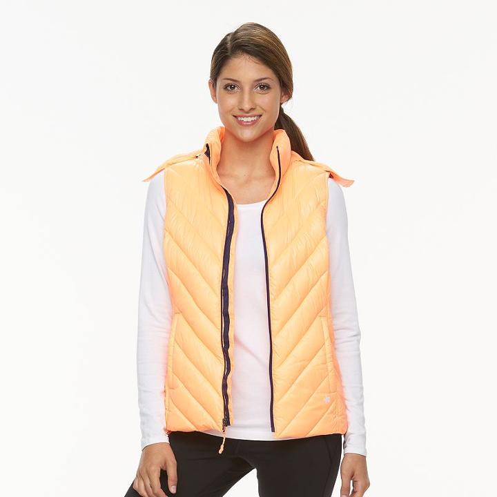Women's Tek Gear&reg; Hooded Puffer Vest, Size: Medium, Brt Orange