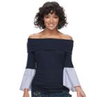 Juniors' Heartsoul Bell Sleeve Off Shoulder Top, Teens, Size: Xs, Blue Other