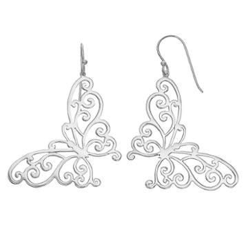 Silver Classics Sterling Silver Butterfly Drop Earrings, Women's