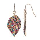 Mudd&reg; Multi Color Stone Leaf Drop Earrings, Teens, Multicolor