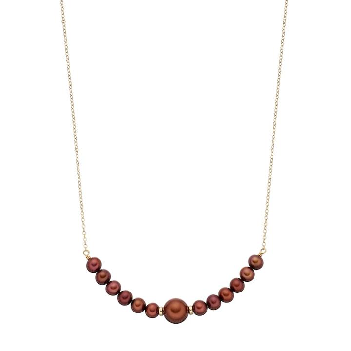 14k Gold Dyed Brown Freshwater Cultured Pearl Curved Bar Necklace, Women's, Size: 18