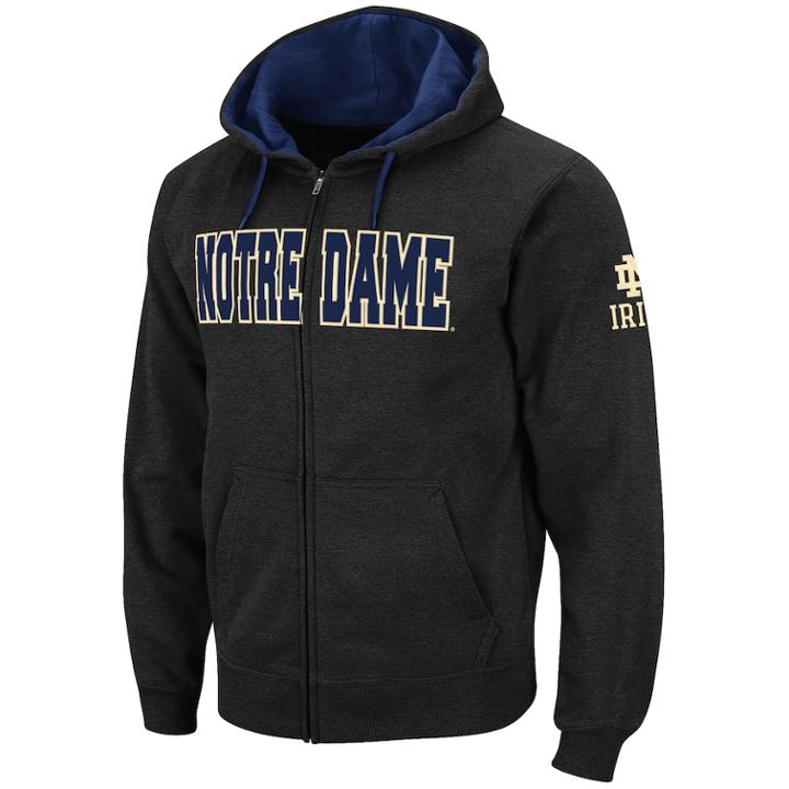 Men's Notre Dame Fighting Irish Full-zip Fleece Hoodie, Size: Xl, Light Grey
