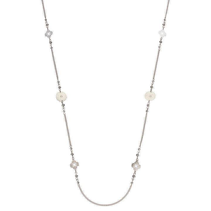 Lc Lauren Conrad Long Tri Tone Beaded Filigree Disc Necklace, Women's, Grey