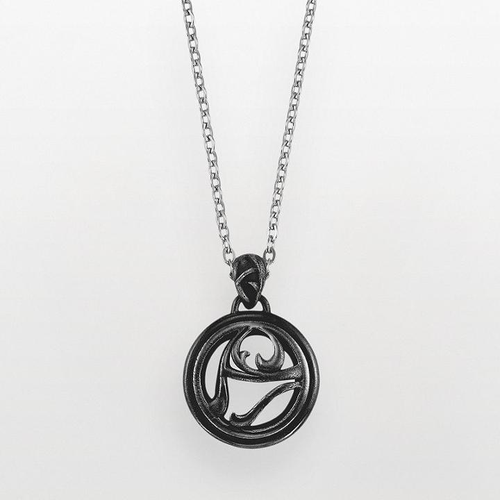 Axl By Triton Stainless Steel Onyx Circle Pendant - Men, Size: 24, Grey