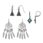 Mudd&reg; Dream Catcher, Aqua Stone & Antiqued Triangular Drop Earring Set, Women's, Turq/aqua