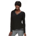 Petite Tek Gear Asymmetrical Mock-layer Tee, Women's, Size: L Petite, Black