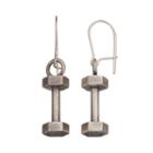 Insignia Collection Sterling Silver Dumbbell Drop Earrings, Women's, Grey