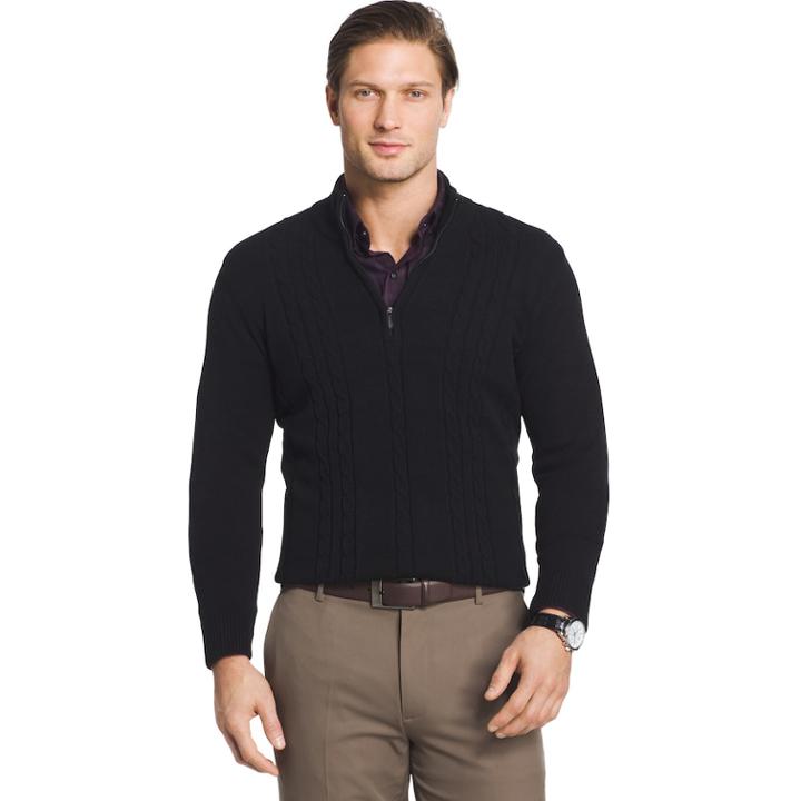 Big & Tall Van Heusen Regular-fit Cable-knit Quarter-zip Sweater, Men's, Size: 3xb, Black