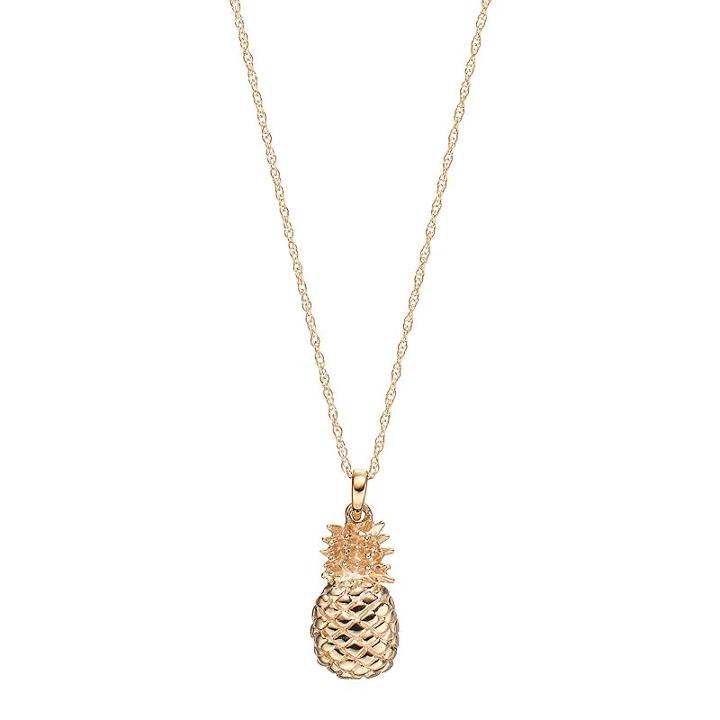 10k Gold Pineapple Pendant Necklace, Women's, Size: 18, Yellow