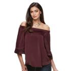 Women's Jennifer Lopez Embroidered Off-the-shoulder Top, Size: Large, Drk Purple