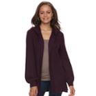 Juniors' Mudd&reg; Bishop Sleeve Hooded Cardigan, Teens, Size: Xl, Purple