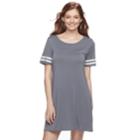 Juniors' Pink Republic Stripe-sleeve T-shirt Dress, Teens, Size: Large, Light Grey