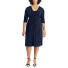 Plus Size Chaps Solid Knot-front Empire Dress, Women's, Size: 16 W, Blue (navy)