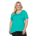 Plus Size Apt. 9&reg; Essential V-neck Tee, Women's, Size: 0x, Turquoise/blue (turq/aqua)