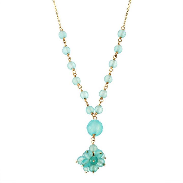 14k Gold Chalcedony Cluster Y Necklace, Women's, Size: 17, Blue