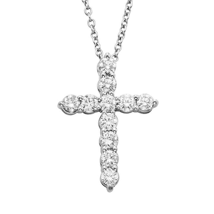 18k White Gold 1/2-ct. T.w. Igl Certified Colorless Diamond Cross Pendant, Women's, Size: 18