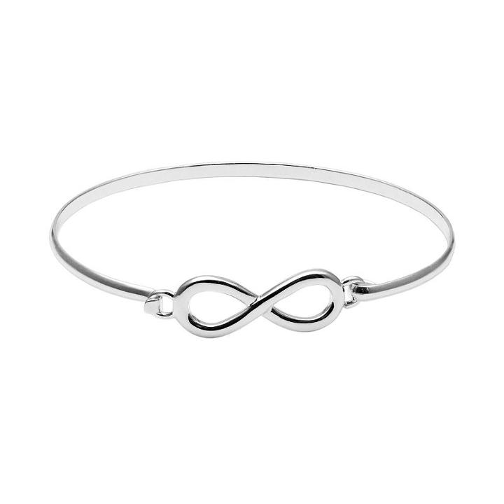 Silver-plated Infinity Bangle Bracelet, Women's, Size: 7, Silver