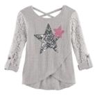 Girls 7-16 Miss Chievous Lace & Sequin Hatchi Tee, Size: Large, Silver