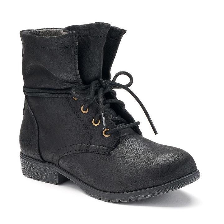 Sonoma Goods For Life&trade; Girls' Slouchy Lace-up Boots, Girl's, Size: 3, Black