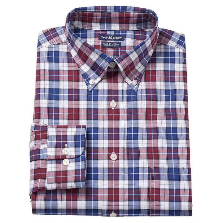 Men's Croft & Barrow&reg; Easy-care True Comfort Regular-fit Dress Shirt, Size: 16.5 36/37, Red