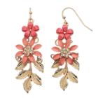 Lc Lauren Conrad Pink Flower Nickel Free Linear Drop Earrings, Women's