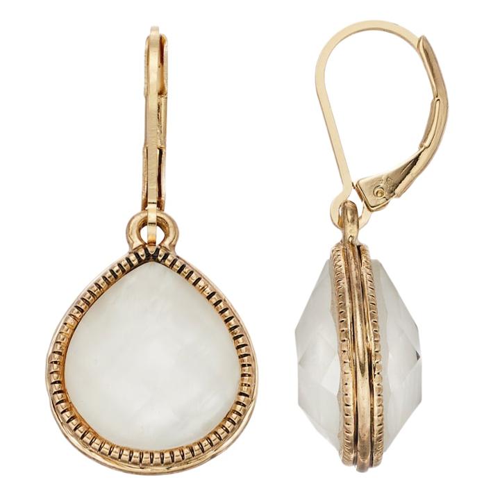Napier Faceted Inlay Teardrop Earrings, Women's, White