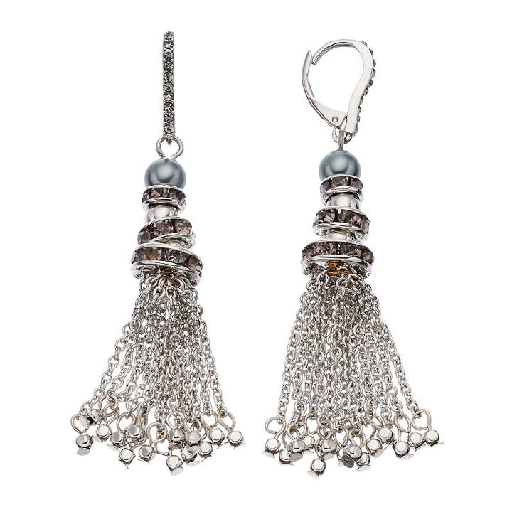 Simply Vera Vera Wang Beaded Tassel Drop Earrings, Women's, Grey Other