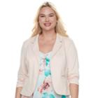 Juniors' Plus Size Candie's&reg; Ruched Lace Knit Blazer, Teens, Size: 3xl, Brt Pink