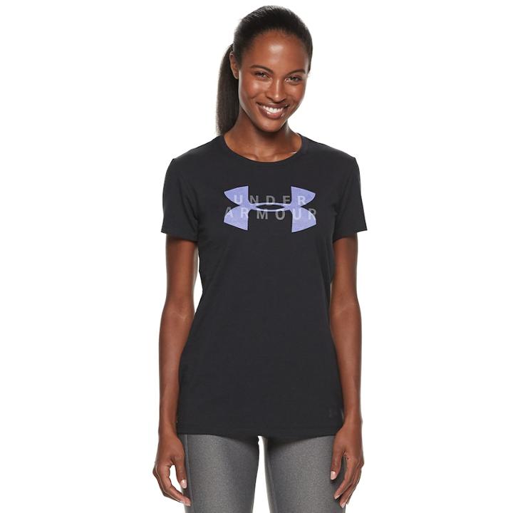 Women's Under Armour Jacquard Overlay Graphic Tee, Size: Xl, Black