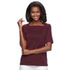 Women's Croft & Barrow&reg; Rolled Button-tab Top, Size: Medium, Red