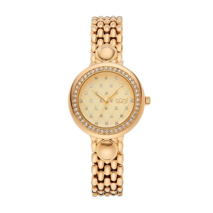 Burgi Women's Diamond & Crystal Quilted Watch, Yellow
