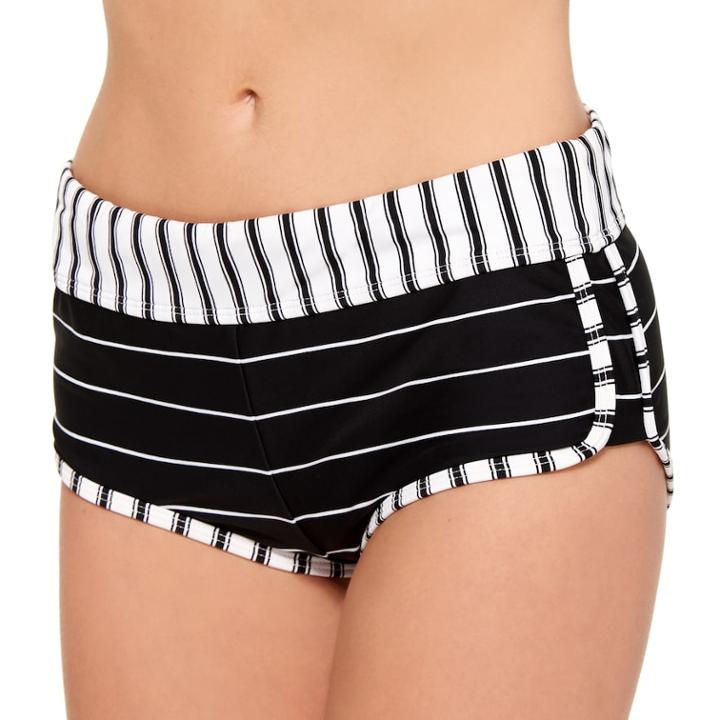 Juniors' Hot Water Striped Boyshort Bottoms, Women's, Size: Medium, White