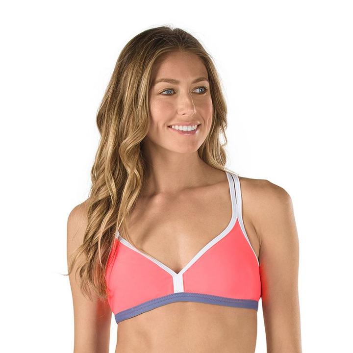 Women's Speedo Strappy Crossback Bikini Top, Size: Medium, Brt Orange