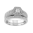 Diamond Halo Engagement Ring Set In 14k White Gold (1/2 Carat T.w.), Women's, Size: 9
