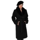 Women's Excelled Faux-wool Swing Coat, Size: Xl, Black