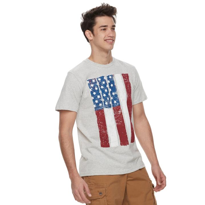 Men's Urban Pipeline&reg; American Flag Tee, Size: Small, Med Grey