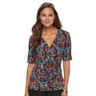 Women's Dana Buchman Printed Surplice Top, Size: Large, Med Red