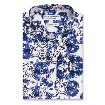 Men's Nick Graham Everywhere Modern-fit Stretch Dress Shirt, Size: S 32-33, Blue