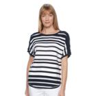Women's Croft & Barrow&reg; Lace Up Short Sleeve Sweater, Size: Large, Blue Other