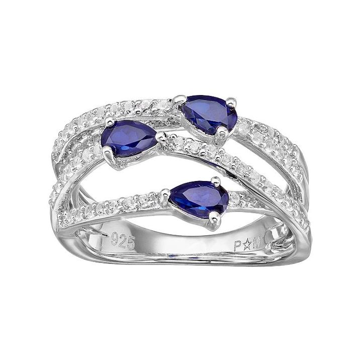 Sterling Silver Lab-created Blue & White Sapphire Ring, Women's, Size: 6